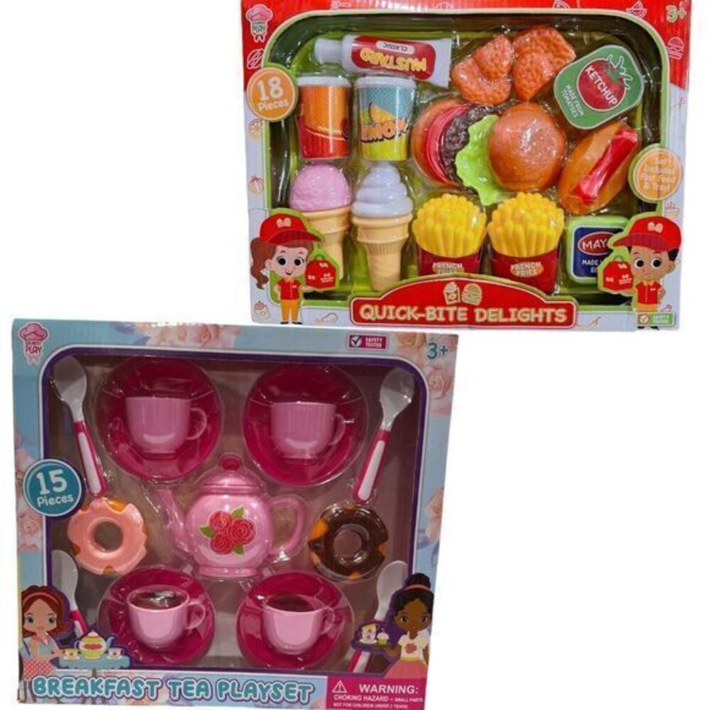 SET (2) Breakfast tea set15 pieces/ Gourmet Play 18 Piece Set‎ New